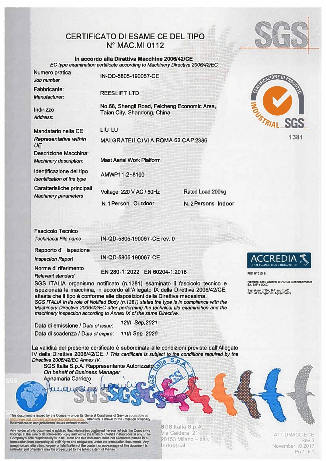 AMWP11.2-8100 certificate