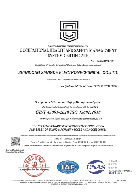 Сертификат охраны труда и безопасности ISO 45001 (на английском языке)