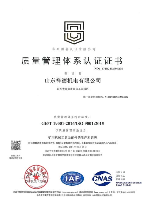 Сертификат менеджмента качества ISO 9001 (на китайском языке)