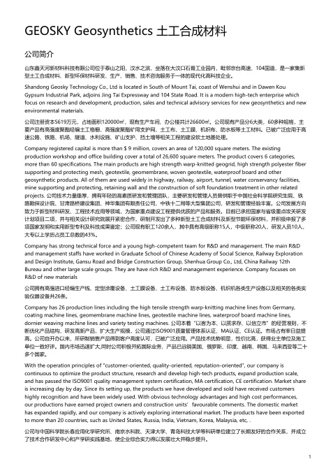 Geosynthetics company and product brochure