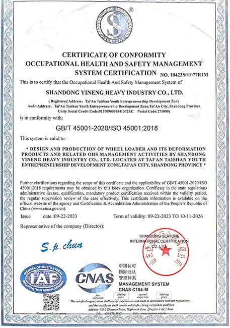ISO 45001 occupational health and safety certificate